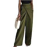 MakeMeChic Women's Fall Pants Wrap Tie Side Ruched Straight Leg Elegant Trousers