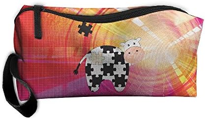 Women's Black And White Jigsaw Milk Cow PatternPortable Buggy Bag Cosmetic Makup Bags Travel Cases