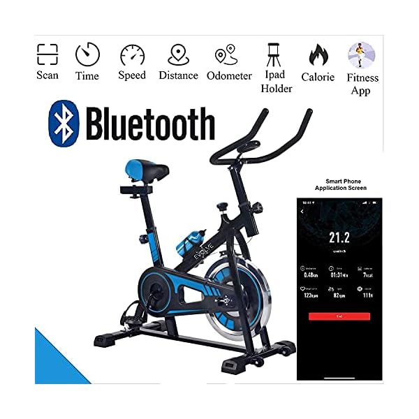 EVOLVE - Blue Spin Bike Exercise Bike 10kg Flywheel with BLUETOOTH and FITNESS SMARTPHONE APPLICATION Home Gym Bicycle…