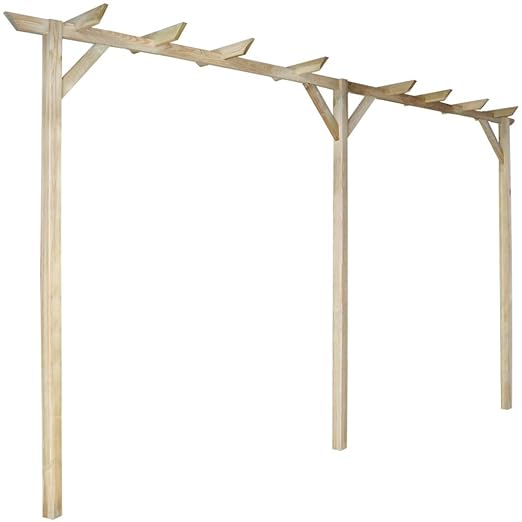 Anself Gartenpergola Anlehn Pergola aus Holz mit drei Pfählen 400 x 40 x 205 cm