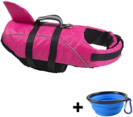 Miniwild Dog Reflective Life Jacket Shark Style Swimming Vest with Adjustable Belts (Color : Rosered, Size : XS)