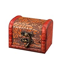 Gotian Jewelry Box Vintage Wood Handmade Box with Mini Metal Lock for Storing Jewelry Treasure Pearl ~ Jewelry, Bracelet, Earrings, Necklace, Brooch, Hair Clip (8 X 6 X 6cm) (A)