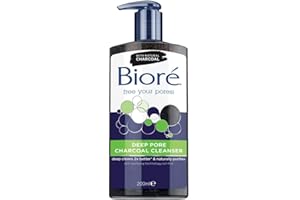 BIORÉ Biore Deep Pore Charcoal Face Wash, Daily Facial Cleanser for Dirt & Makeup Removal, for Oily Skin, 6.77 Oz