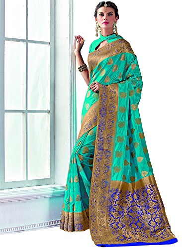 IndusDiva Women's Blue Art Silk Saree