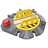 Hape Adjustable Rail Turntable | Wooden Train Track Accessory, Rotating Mechanical Junction with Red Turning Knob, Fits Leading Railway Brands for Kids 3+ Years
