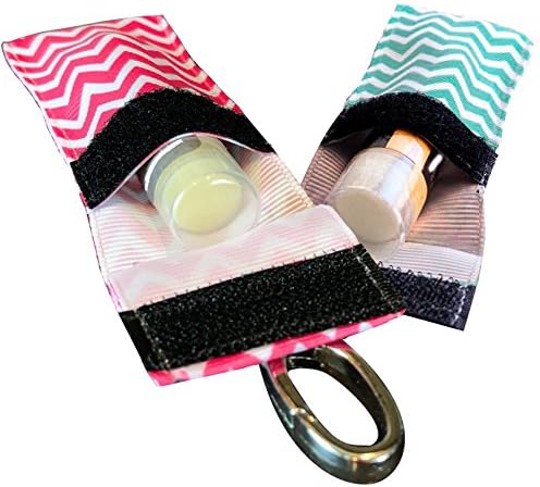 Chapstick Keychain Holder With Secure Close Lid. 2 Pack Lip Balm Holder. (Mint &amp; Pink)