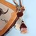 Pom Pom Tassel Keychain - Women's Novelty Keychains For Purse Bag Charm, Unique Gifts For Girls Jewelry (Brown)