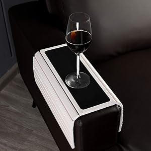 GEHE Sofa Arm Tray Table for Couch Flexible/Foldable Sofa Tray Couch arm Table Perfect for Drinks Snacks Remote Control or Phone Great arm Tray for Couch armrest (White)