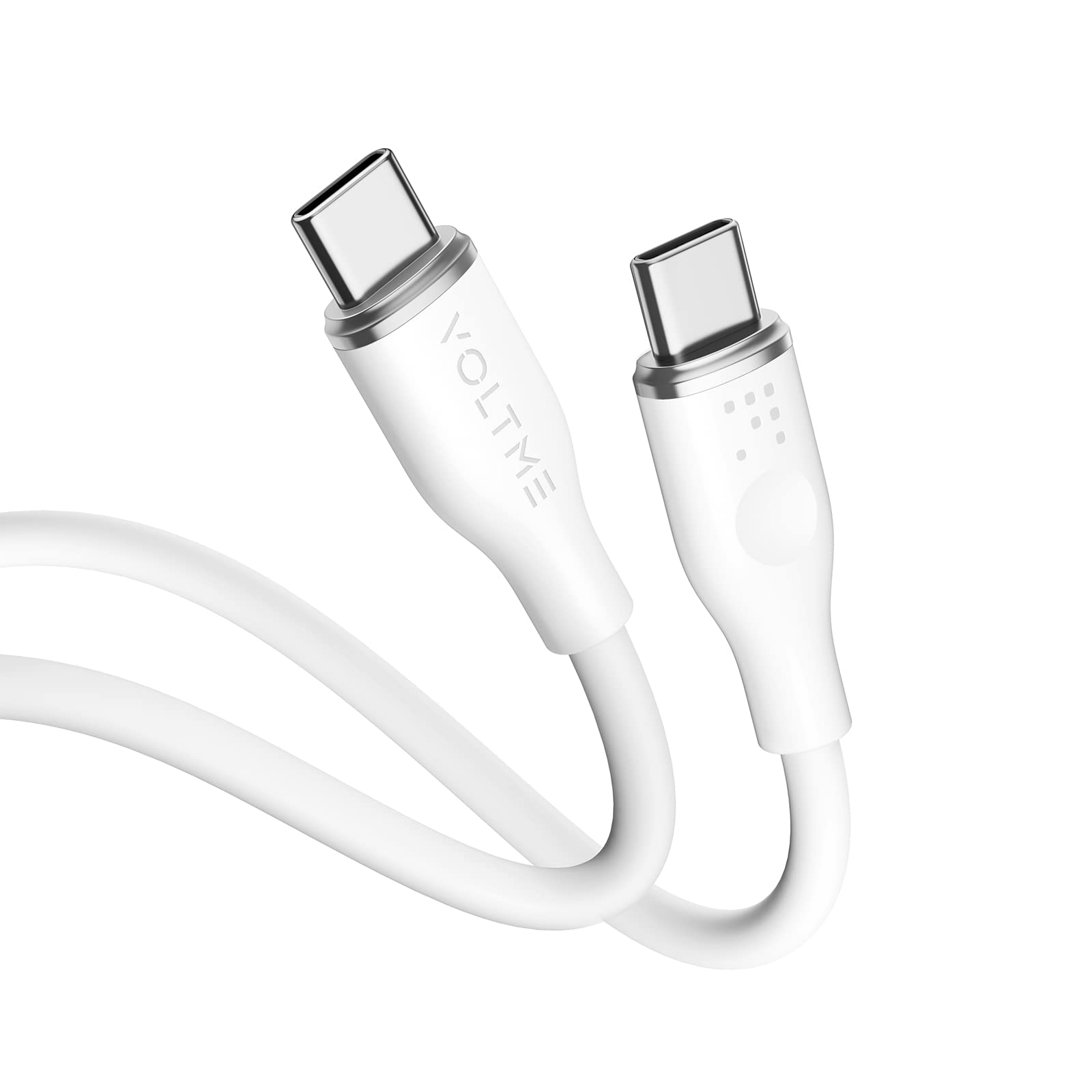 VOLTME Fast Charging Cable 1M USB-C to USB-C 2.0 White type c fast charger cable, Cable USB C 2.0 de Charge 3A 480 Mbps PD Charge Rapide Cordon