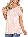 ACKKIA Women's Pink Casual Floral Print Cold Shoulder Cut Out Short Sleeve Blouse Shirt Top Size XL