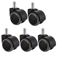 PChero 5 Packs Office Chair Casters Wheels with Universal Standard Size 11mm Stem Diameter and 22mm Stem Length (0.43inch X 0.86inch), Support up to 550LBs Weight