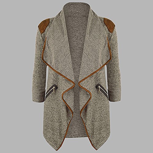ZOMUSA Women/Girls Plus Size Knitted Long Sleeve Casual Cardigans Open Front Coat (XXL, Khaki)