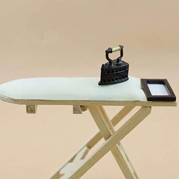 EDTara Mini White Wooden Ironing Board for 1:12 Doll House Accessories