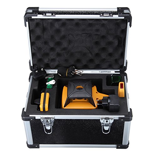 Iglobalbuy 360°Automatic Self-leveling Rotary Laser Level Green Beam 500M Range Electronic Self-leveling Rotating Laser Level Tool Kit with Remote Control