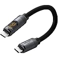 Hagibis USB C Cable, LED Display Silicone 240W Fast Charging Cable with 480Mbps Data Transfer, Type C Fast Charger for iPhone 16 15 Pro Max, iPad, MacBook Pro Air (Silver, 0.8FT)