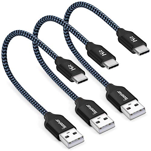 USB Type C Cable, iSeekerKit Short USB C Cable 1ft Braided Fast Charger Cord Compatible for Galaxy S8 Plus, LG G6 G5, Google Pixel XL,Switch, Nexus 5X 6P, HTC 10, OnePlus2 [3 Pack]