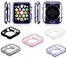 5 Pack by Tech Express for Apple iWatch Black + Pink, Clear, Gray, Purple Liquid Air Bumper Slim [Watch Gel Cover] Skin Protective Case Shockproof Ultra Thin Rugged Series 1, 2 & 3 Accessories (38mm)