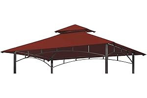 Grill Gazebo Replacement Canopy Top - Wonwon 5x8 Gazebo Roof Double Tiered Outdoor BBQ Roof Cover Grill Shelter Only Fit for Model L-GG001PST-F (Burgundy)