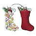LimBridge Christmas Mini Stockings, 6 Pack 7 inches Knitted Knit Rustic Holiday Decorations for Family Home, White and Red