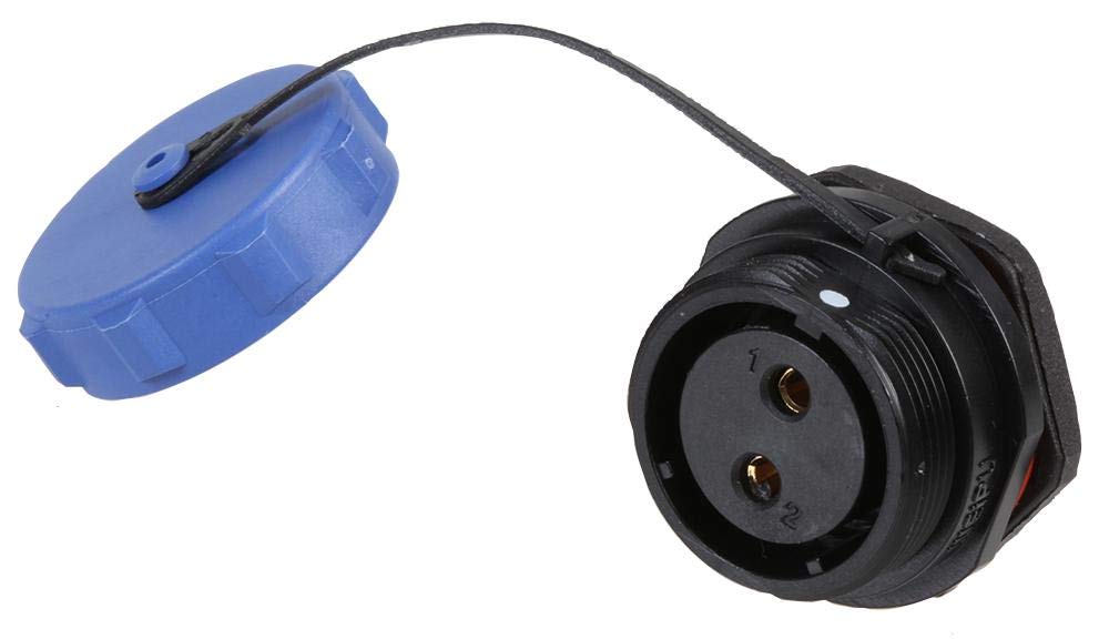 PRO ELEC 2-Pole Circular Threaded Panel Mount Connector Socket – IP68 Waterproof, 7-12mm Cable – PELR0191