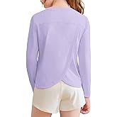 Haloumoning Girls Athletic Shirts Kids Long Sleeve Workout Tops Split Back Quick Dry T-Shirt 5-14Y