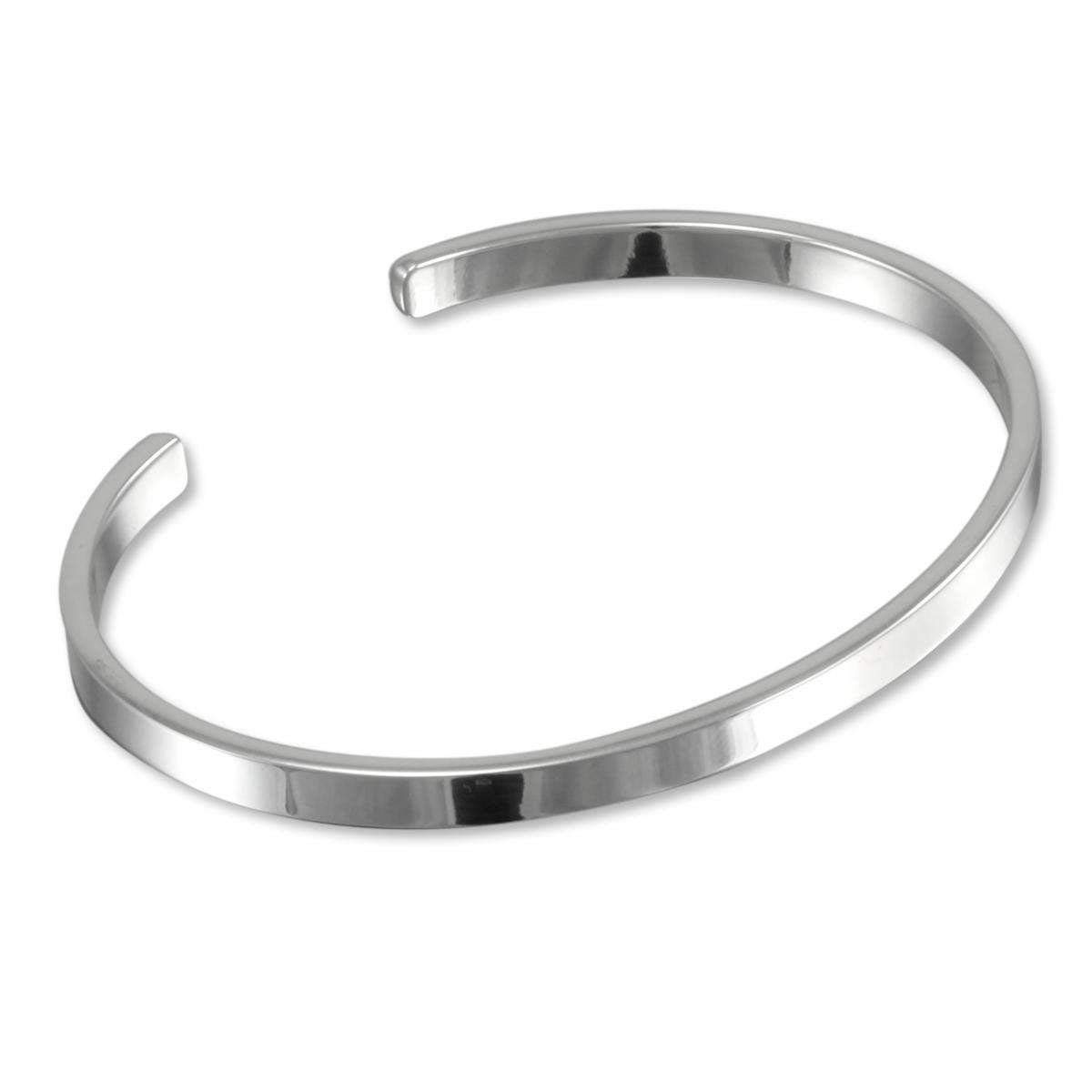 Treasure Bay Men's Solid 925 Sterling Silver Bangle, Plain Silver Cuff Bracelet