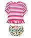 RuffleButts® Little Girls Floral & Striped Long Sleeve Ruffled Rash Guard Swimsuit Set