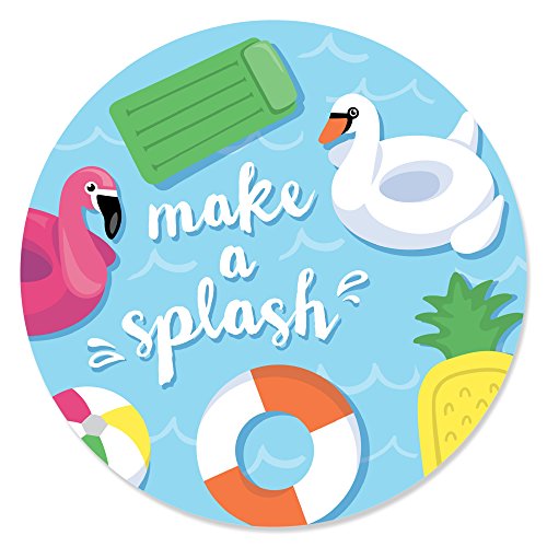 Big Dot of HappinessMake a Splash - Pool Party - Summer Swimming Party or Birthday Party Circle Sticker Labels - 24 Count