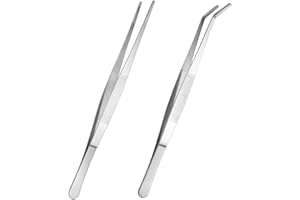 2PCS 8 Inch Stainless Steel Tongs Tweezers with Precision Serrated Tips for Surgical & sea Food,Heavy Duty Tweezer Tongs for 