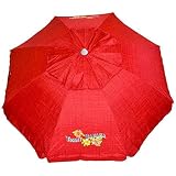Tommy Bahama Sand Anchor 7 feet Beach Umbrella with Tilt and Telescoping Pole (Red Stripe)