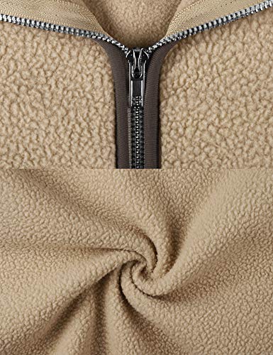 Sherpa Jacket Vest Open Front Fuzzy Fleece Fall Lady Outwear Classic Zip Up Sherpa Fleece Vest Fuzzy Jacket Khaki M