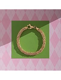 Ross-Simons - Pulsera de plata esterlina de oro de 18 quilates con diseño de bizantina