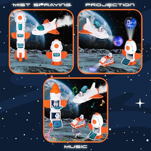 TERRIFI Space Shuttle Rocket Toy for Kids, 5-in-1 Spaceship with Lights, Sounds & Projection, Educational Space Adventure Toy, Ideal for Boys Ages 3-8