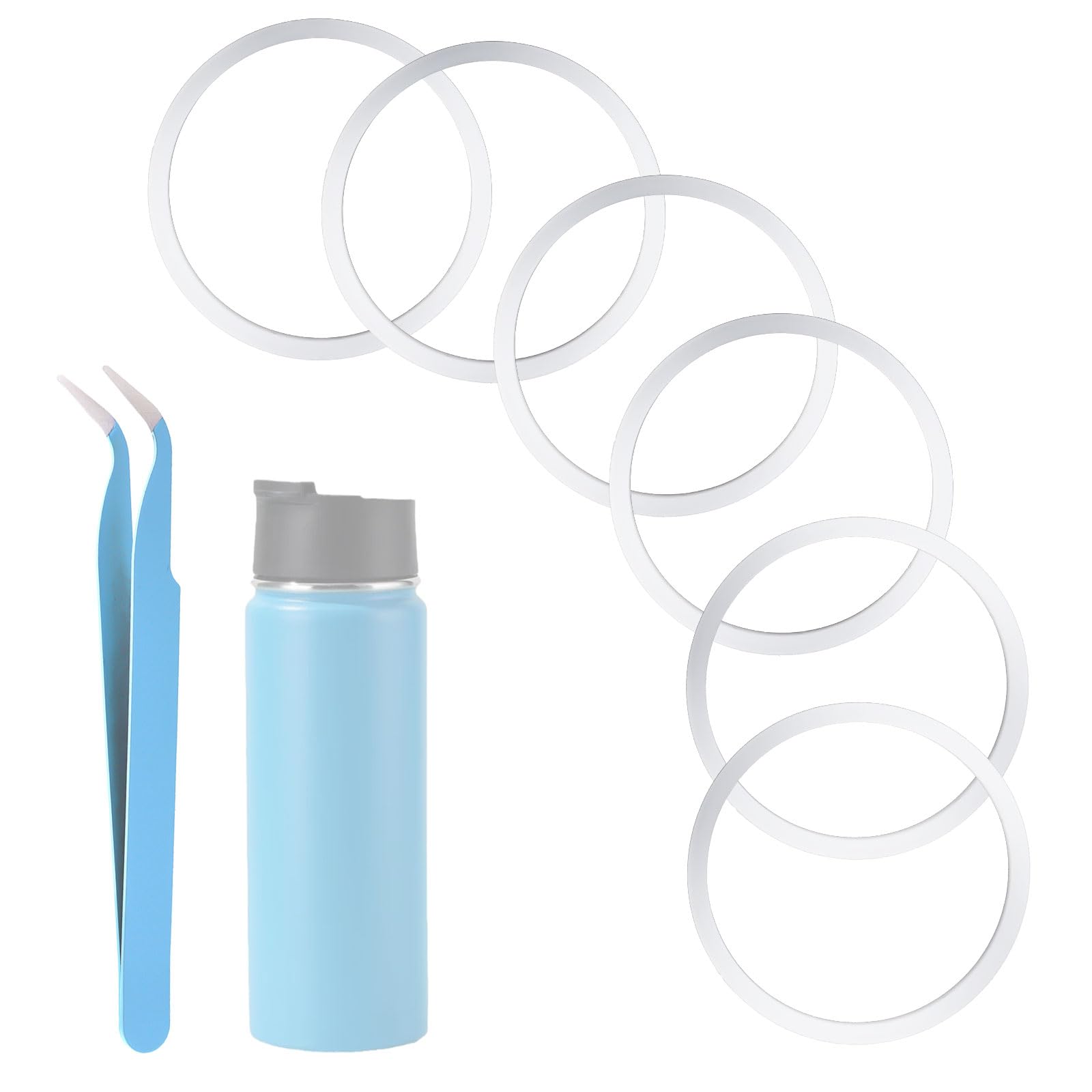 Photo 1 of 6pcs Replacement Gasket for Hydro Flask Wide Mouth Flip Lid Cap, Silicone O Ring Gasket, Leak-Proof Top Seal Stoppers with Tweezers for Hydroflask 12/16/24/32/40oz Water Bottles Accessories