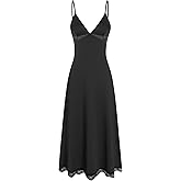 CIDER Women's Summer Semi Formal Dresses Satin Lace V Neck Spaghetti Strap Slip Midi Dress Sexy Dresses Nightgown Party