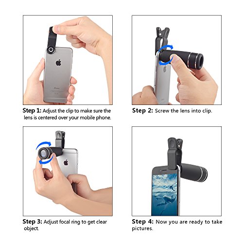 Phone Lens Kit, Universal 10 in 1 Clip on Mobilephone Lens- Telephoto Lens + Fisheye lens + Wide Angle Lens + 15x Macro Lens + CPL/Flow/Radial/Star Filter+Kaleidoscope 3/6 Lens for iPhone Samsung - Thumbnail 6