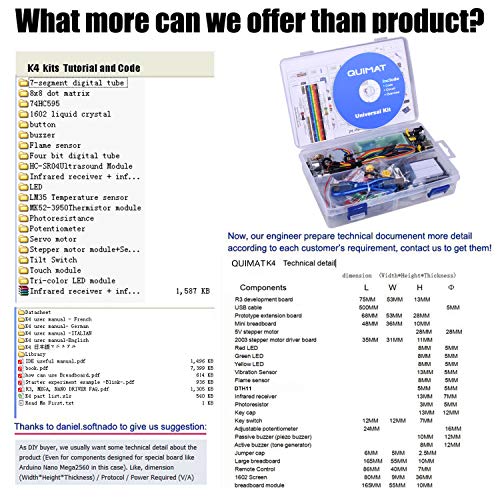 Quimat Project Super Starter Kit with Free Tutorial Complete Robotics Sensor Kit with Breadboard,Protoboard, Board,5V Relay,Power Supply Module,Stepper Motor, Compatible with ArduinoIDE