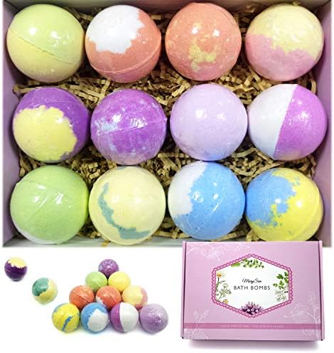 Bath Bombs Gift Set, MarySun Bubble Bath Bombs Set of 12 PCS Natural Ingredients Colored Fizzy Bubble Bath Salts Birthday Gift Ideas for Women Mother Her Him Wife Girlfriend Kids