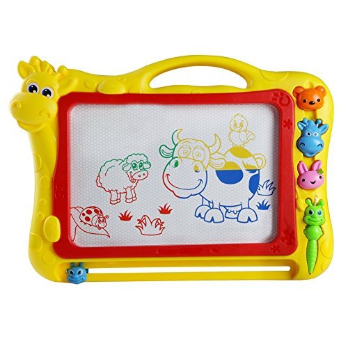 Educational Toys Magnetic Writing Painting Drawing Board Erasable Sketching Tablet Drawing Doodle Pad and Scribble Boards With Animal Stamp for Children Kids(Color Vary)
