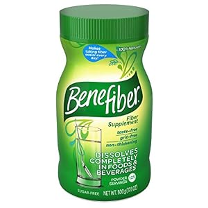 Image of Benefiber Daily Prebiotic Dietary Fiber Supplement Powder for Digestive Health, 100% Natural, Clear & Taste-Free, 125 Servings of Fiber Powder, 17.6 oz