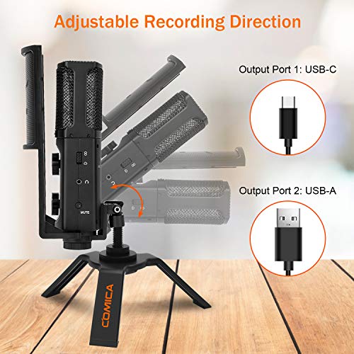 USB Microphone, COMICA STM-USB Professional Cardioid/Bi-Directional Condenser Microphone for Laptop/Computer/Gaming PC/Smartphone Recording Vocals, Voice Overs, Livestreaming, YouTube Video, etc