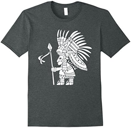Mens Aztec Warrior T Shirt Tribal Head Gear Tee XL Dark Heather