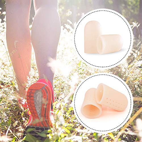 Beautulip Toe Cover Gel Protectors Breathable Toe Sleeves for Missing or Ingrown Toenails, Greek Toe and Hammer Toe PACK of 8 (Beige)