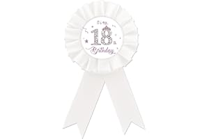 ROSTYAKZ Happy 18th Birthday Tinplate Badge Pin, It's My 18th Birthday Button Pin, Purple Crown Happy Birthday White Rosette Badge Pin for Girl, Diamond Brooch Buttons for Eighteen Birthday Party