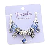 Rosemarie Collections Women's Birth Month Birthstone Glass Bead Charm Bracelet (December)