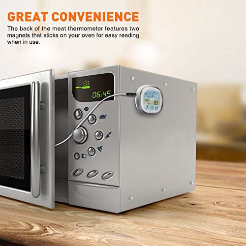 Sunavo MT-04 Touchscreen Cooking Meat Thermometer Digital Food Thermometer Instant Read with Timer Alert for Kitchen Oven Cooking BBQ Grill Smoker with Stainless Steel Temperature Probe