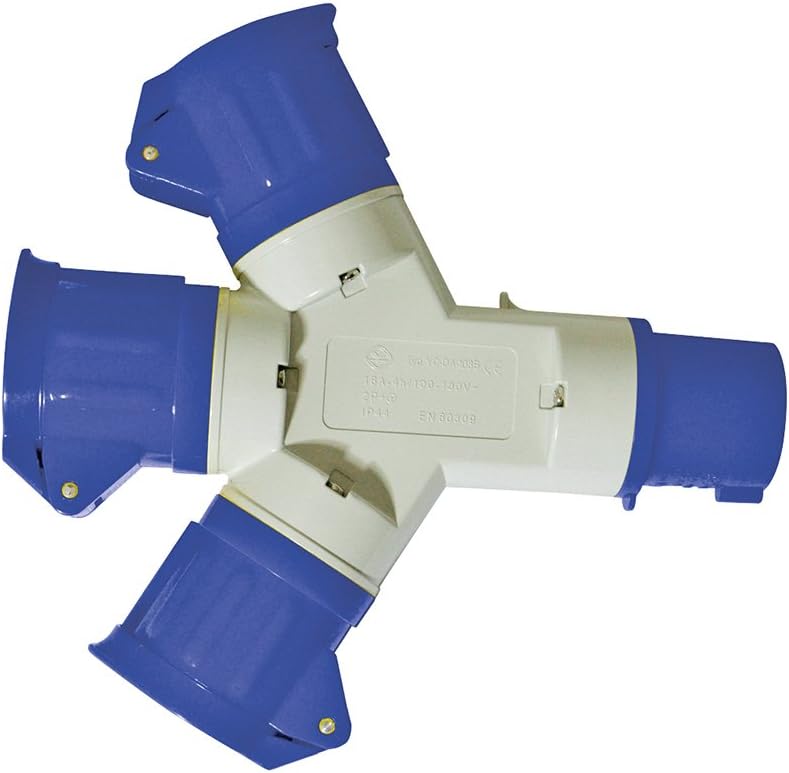 Silverline 16A 230V 3-Gang 3 Pin Power Splitter Adapter IP44 Heavy Duty