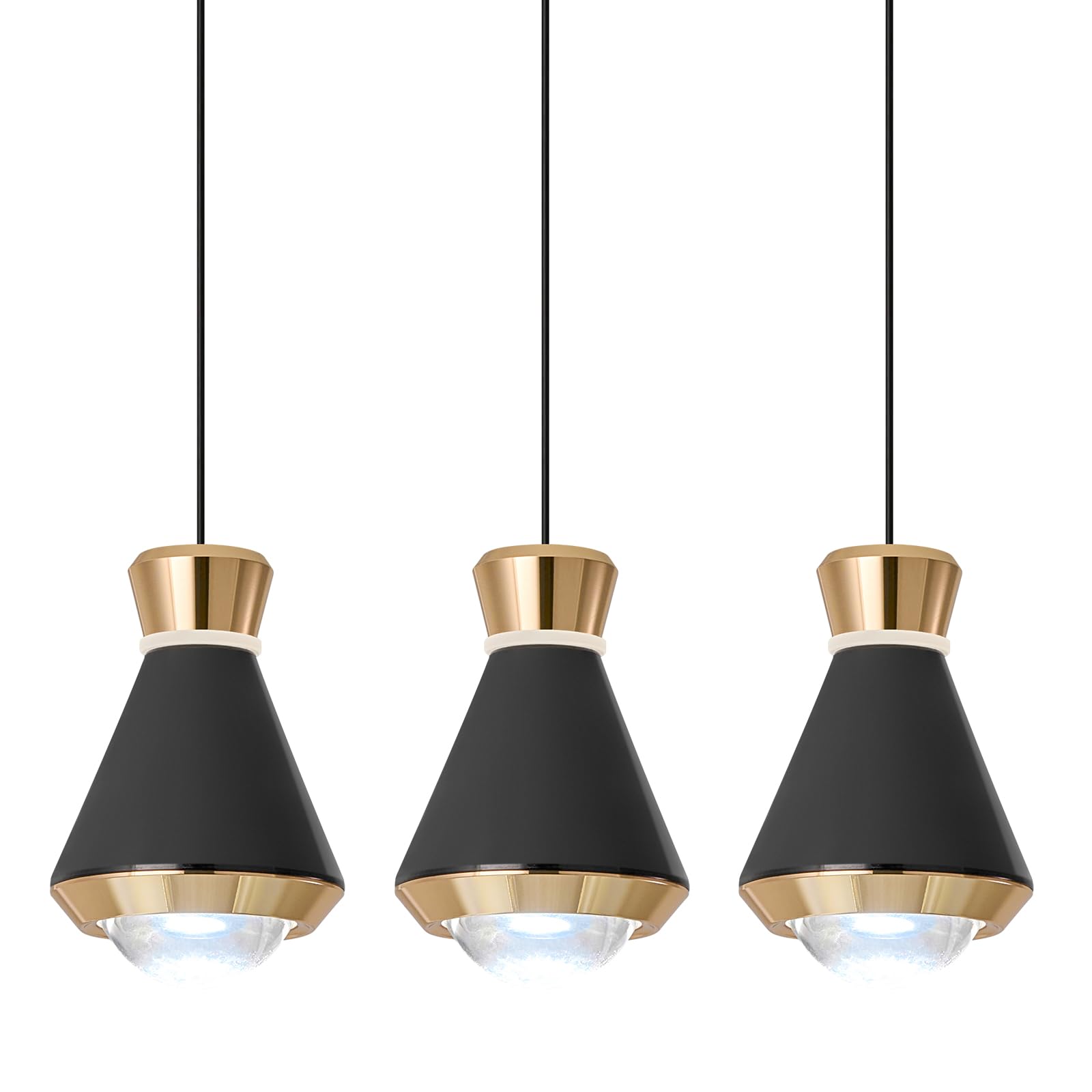 zhllmq Mini Black and Gold Pendant Lights Kitchen Island 3 Pack