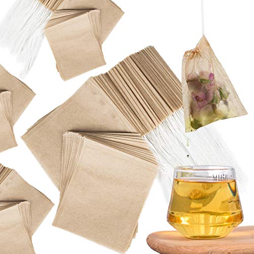 NEPAK 600 Disposable Tea Bags, Disposable Paper Tea Bags with Cord, Tea Bag to Fill (8 x 10 cm)