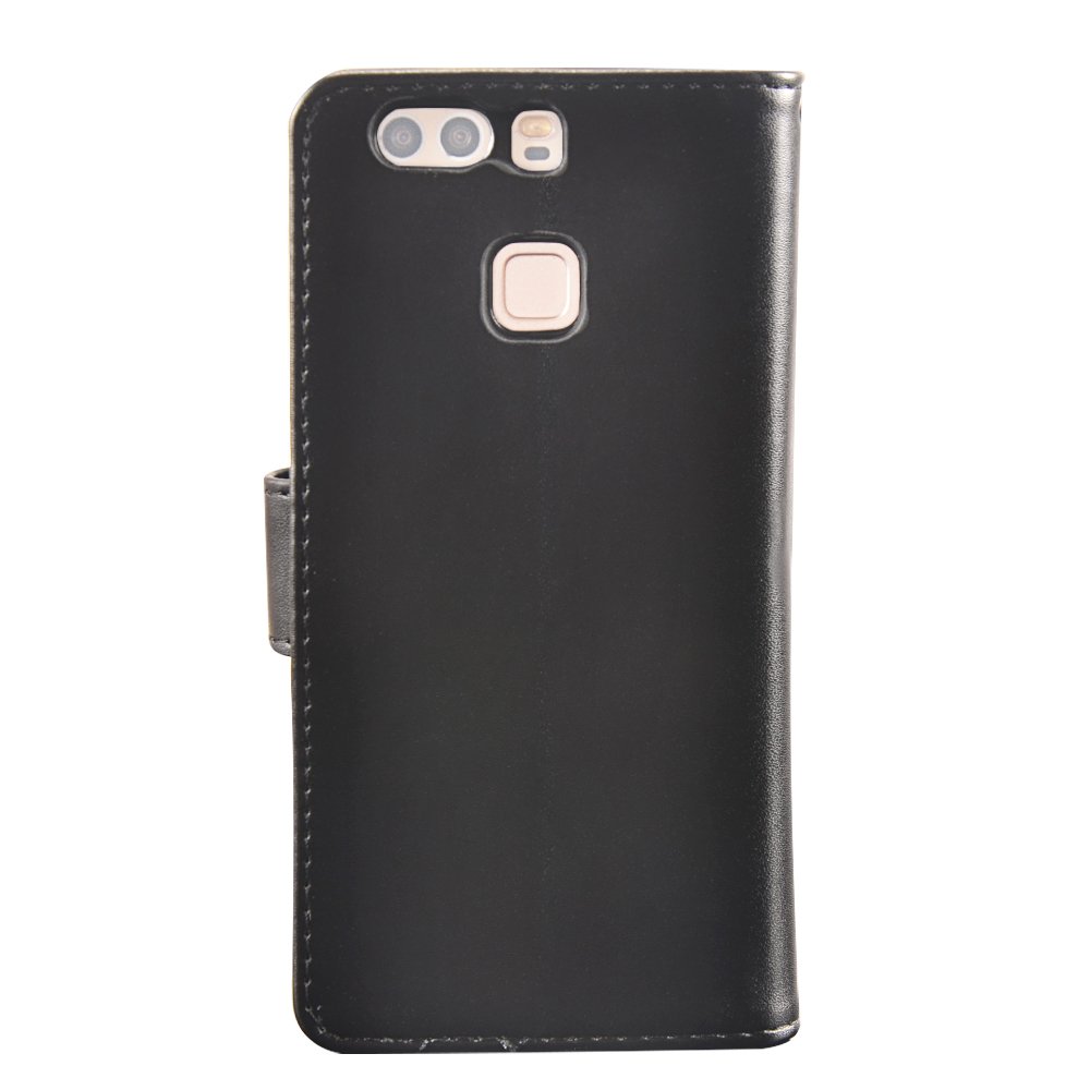 Huawei P9 Case, MagicSky Wallet Case Folio Flip Premium PU Leather Case Cover with Card Holder Slot Pockets, Wrist Strap, Magnetic Closure For Huawei P9 -Black